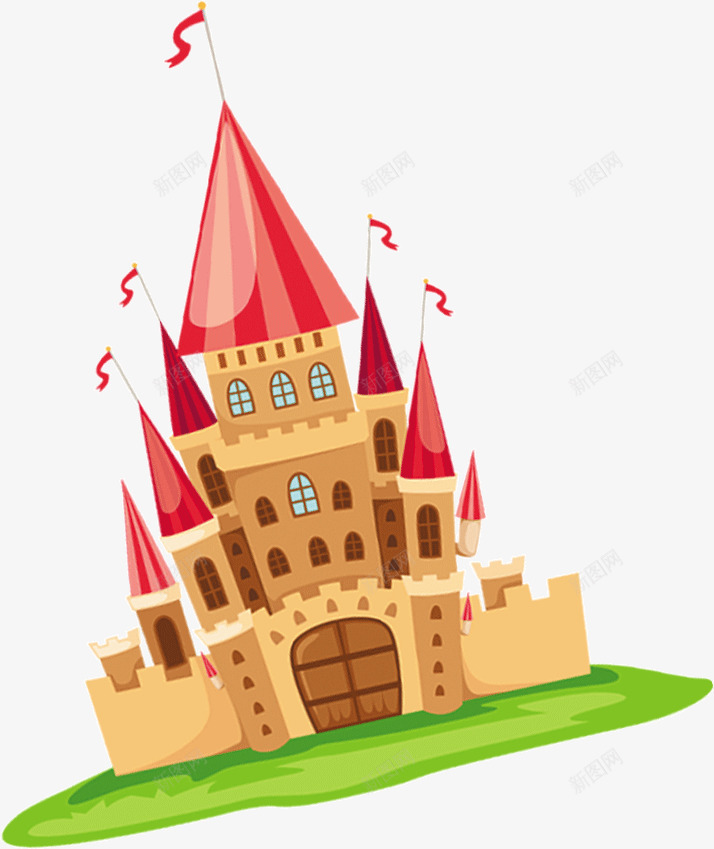 手绘创意质感扁平城堡建筑png免抠素材_新图网 https://ixintu.com 创意 城堡 建筑 扁平 质感
