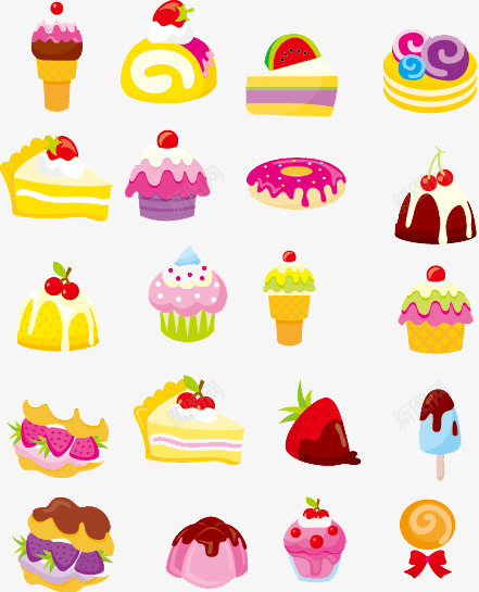 卡通可爱的草莓甜品png免抠素材_新图网 https://ixintu.com 冰淇淋 甜点 美味 草莓 蛋糕