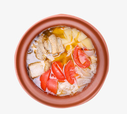 炖罐煲汤俯拍炖罐里的汤高清图片