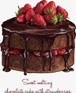 美味巧克力蛋糕草莓巧克力蛋糕矢量图高清图片