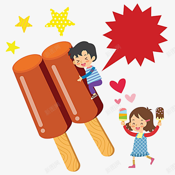吃冰棍的男孩png免抠素材_新图网 https://ixintu.com 冰棍 卡通 可爱的 小女孩 小孩 简笔 红色的