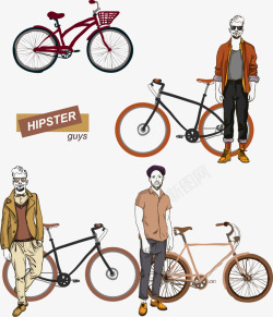 时尚潮流男士与自行车素材