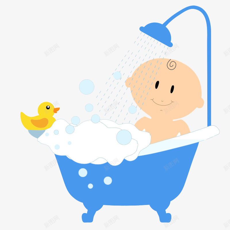 洗澡的小孩png免抠素材_新图网 https://ixintu.com baby shower 卡通 泡泡