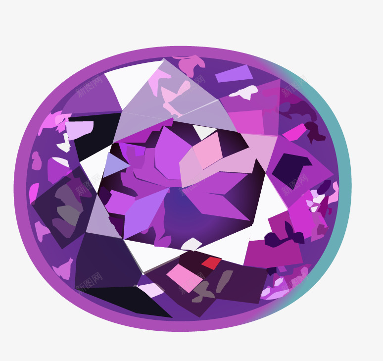 水晶钻石png免抠素材_新图网 https://ixintu.com 宝石 手绘 紫色 饰品