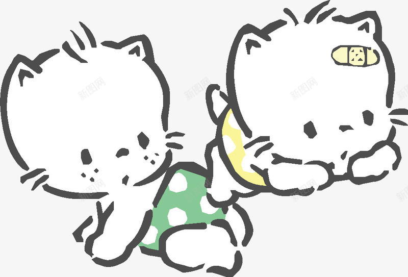 两只卡通小猫咪矢量图ai免抠素材_新图网 https://ixintu.com 动物 动画 卡通 可爱 小孩 简笔画 角色 矢量图