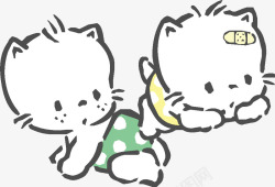 动画角色设计两只卡通小猫咪矢量图高清图片