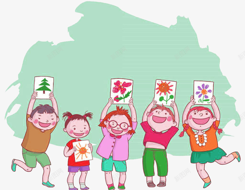幼儿园小孩png免抠素材_新图网 https://ixintu.com 小孩子 幼儿园 涂鸦 花朵