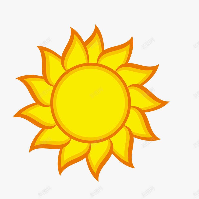 黄色太阳png免抠素材_新图网 https://ixintu.com 光芒 商务 太阳 扁平化 手绘 线稿 黄色