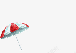 红色海滨条纹雨伞素材