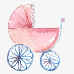 粉色可爱卡通婴儿车素材