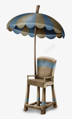 卡通夏威夷遮阳伞椅子素材