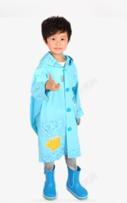 摄影小孩子蓝色雨衣素材