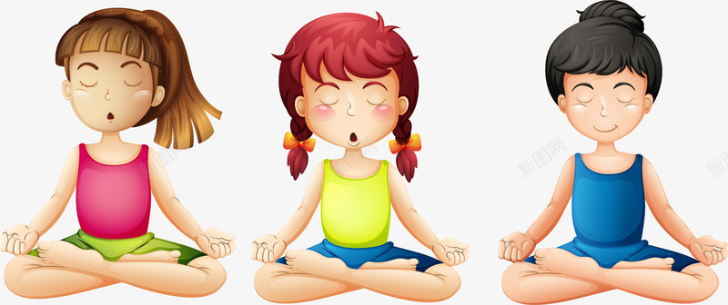 手绘打坐的女孩png免抠素材_新图网 https://ixintu.com 养生 冥想 平常心 手绘 打坐 打坐小人 瑜伽