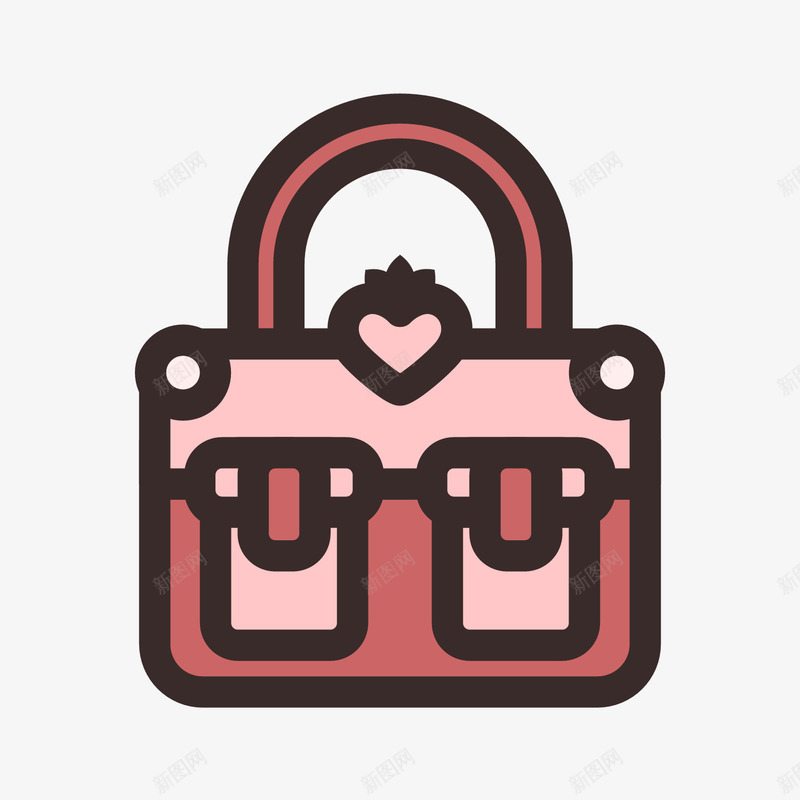 红色手绘包包元素图标png_新图网 https://ixintu.com 包 圆弧 妈咪包 婴儿图标 弧度 弯曲 手绘 红色