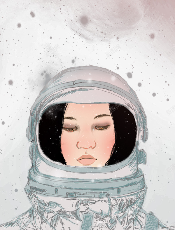太空人png免抠素材_新图网 https://ixintu.com 可爱太空人 太空人 太空服 女孩 手绘 星空
