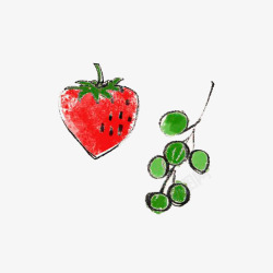 手绘草莓和葡萄素材
