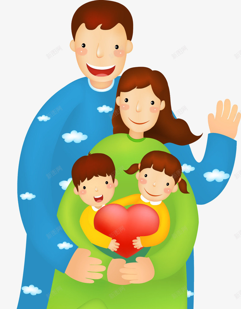 幸福一家人插画png免抠素材_新图网 https://ixintu.com 一家人 人物 卡通手绘 家庭 插画 生活