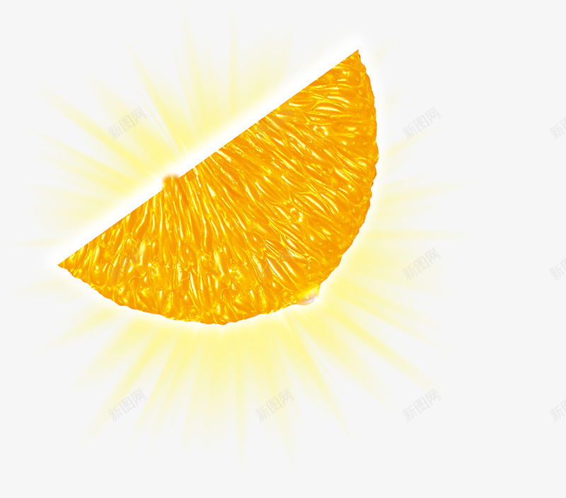 创意半个橙汁果肉psd免抠素材_新图网 https://ixintu.com 创意半个橙汁果肉 果粒橙 水果 黄色光芒