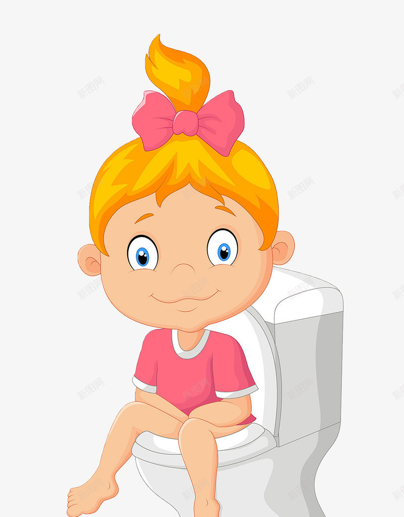 卡通坐在马桶上的女孩png免抠素材_新图网 https://ixintu.com 上厕所的女孩 卡通女孩png图片 马桶卡通 马桶女孩免抠素材 黄头发的女孩