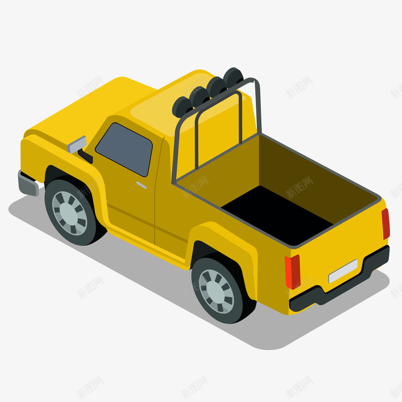 背面黄色卡车png免抠素材_新图网 https://ixintu.com 卡车 卡通 手绘 投影 立体 装货 装饰 货车 质感 车子 车辆 阴影 黄色