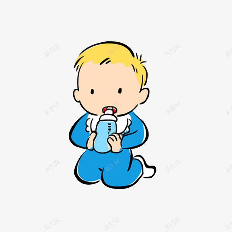 跪着喝奶的小孩子png免抠素材_新图网 https://ixintu.com 卡通 喝奶的宝宝 跪着喝奶的小孩子 跪着的动作 黄发的小男宝宝