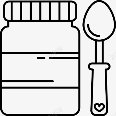 婴儿食品瓶和勺子图标图标