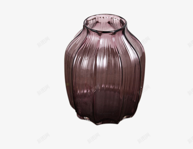 烟紫色竖条纹透明玻璃花瓶png免抠素材_新图网 https://ixintu.com 产品实物