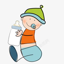 鎶卞鐡剁殑濠村効卡通抱奶瓶的婴儿矢量图高清图片