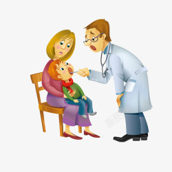 医生检查病情卡通给小孩检查喉咙的医生高清图片