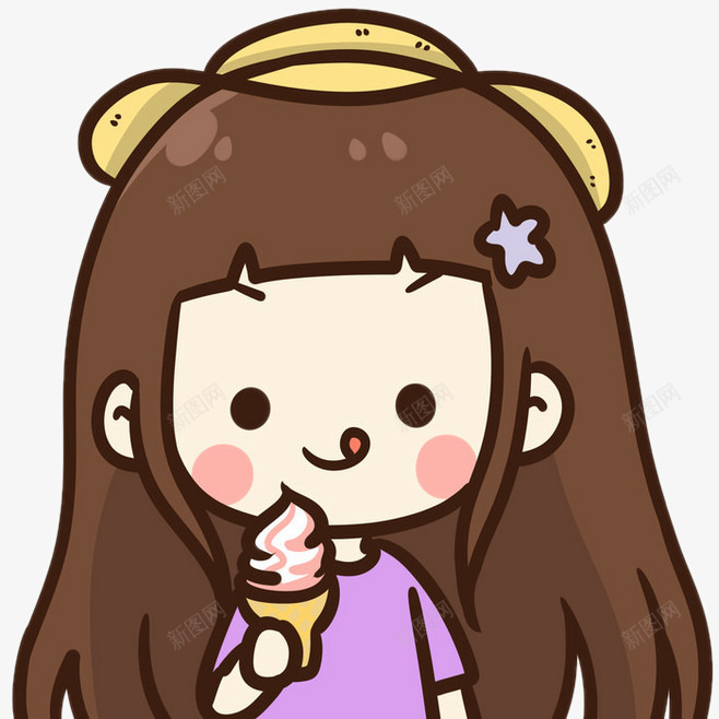 吃冰淇淋卡通女孩png免抠素材_新图网 https://ixintu.com 冰淇淋 卡通 女孩