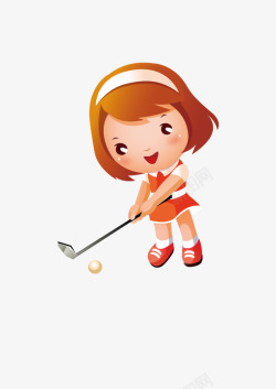 打高尔夫球的小女孩素材