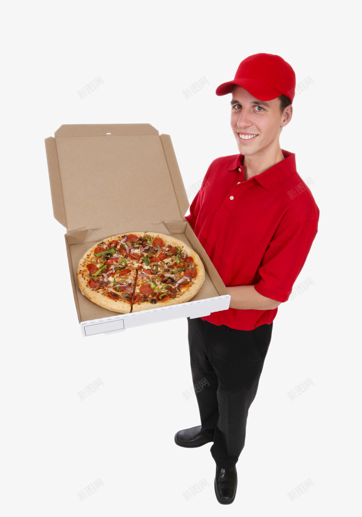送披萨的红衣快递员png免抠素材_新图网 https://ixintu.com 快递员 披萨 披萨素材 红衣男孩