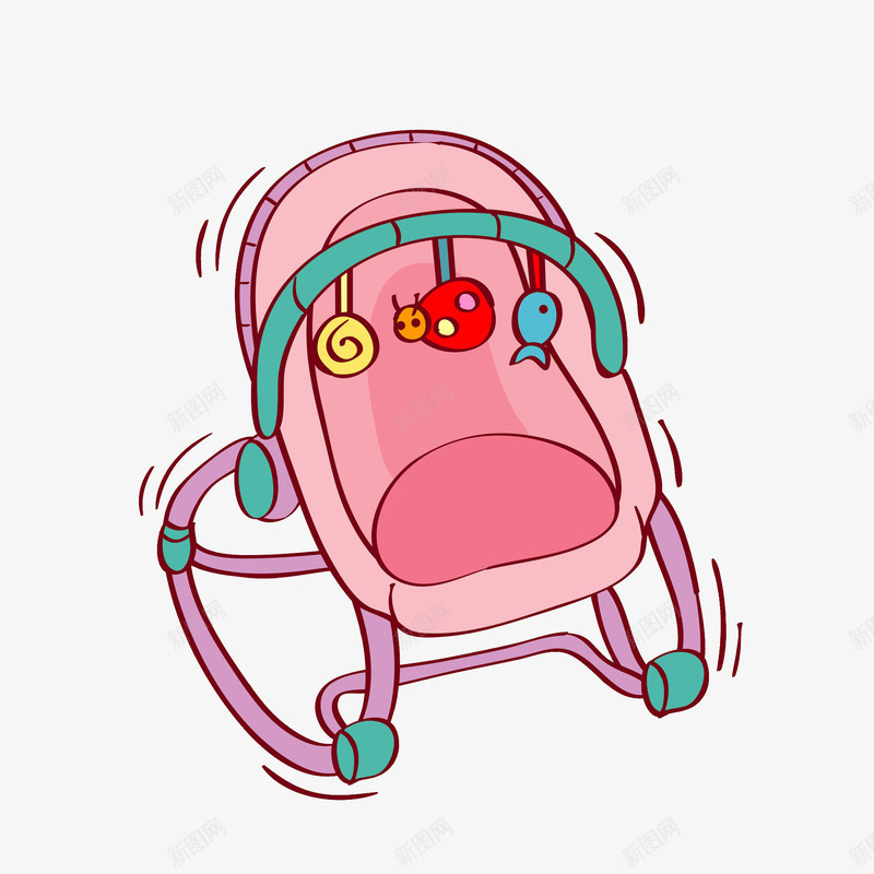 卡通粉色儿童车图png免抠素材_新图网 https://ixintu.com 儿童车 卡通 婴儿用品 插图 粉色的 铃铛