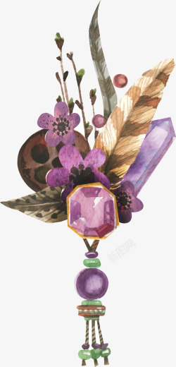 手绘紫水晶手绘水晶装饰矢量图高清图片