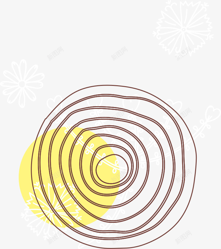 简笔圆形图案png免抠素材_新图网 https://ixintu.com 卡通 图案 圆环 弯曲的 手绘 简图 简笔 线条 黄色的