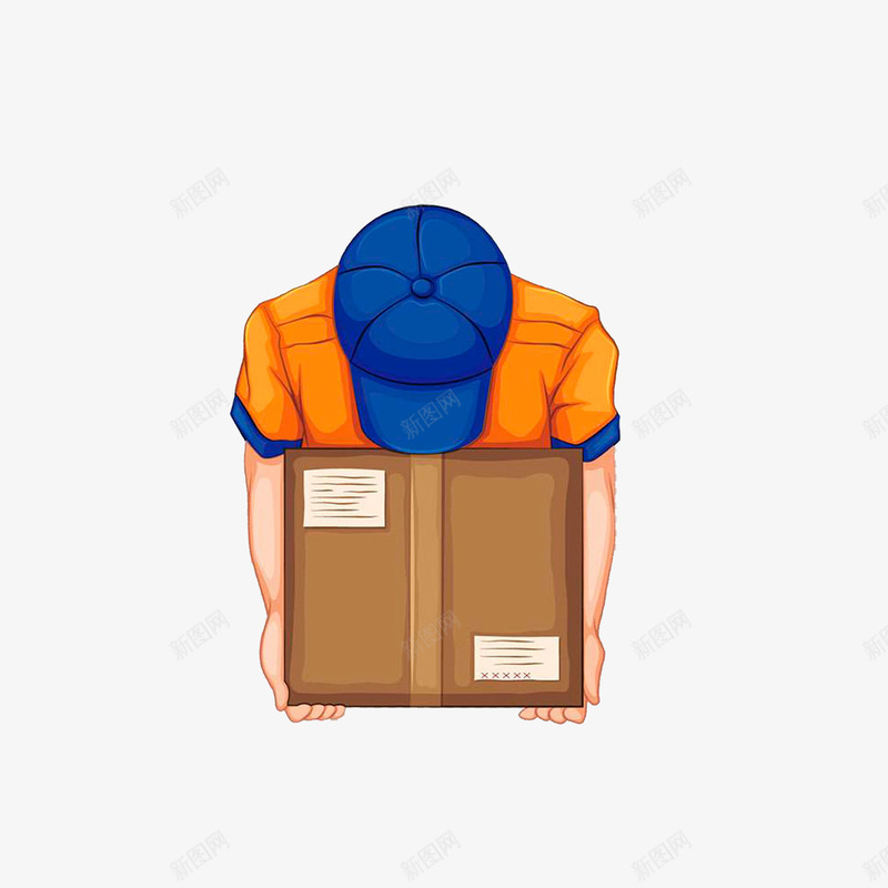 礼貌的送货员png免抠素材_新图网 https://ixintu.com 卡通 卡通手绘 快递 搬货工人 礼貌的送货员 箱子