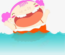 卡通手绘婴儿游泳馆游泳素材