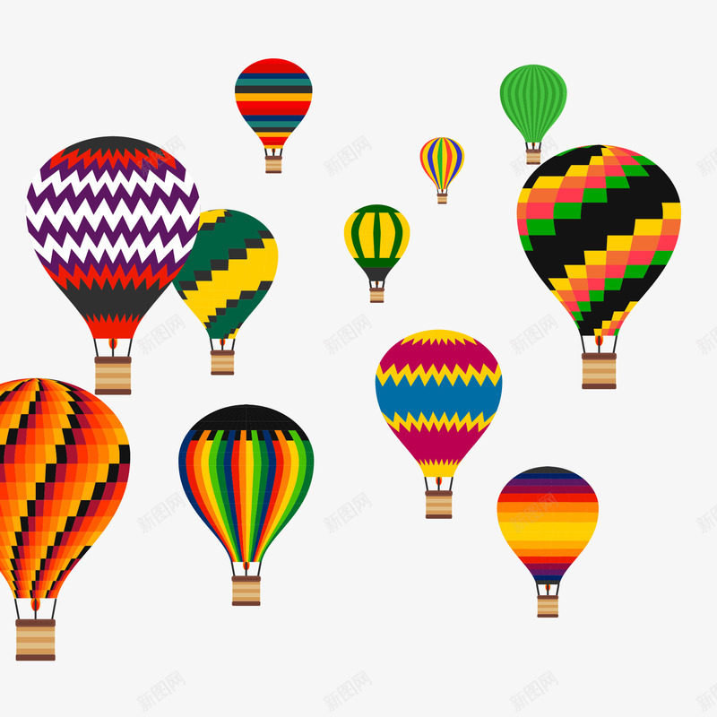 各种气球合集png免抠素材_新图网 https://ixintu.com 拼色 方格 条纹 气球 热气球