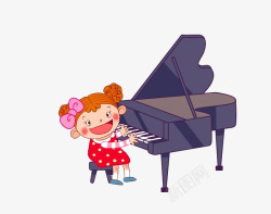 弹钢琴的小孩素材