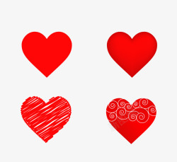 4个线圈图标4个红色爱心图标高清图片