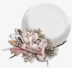 粉色清新花朵水晶球装饰图案素材