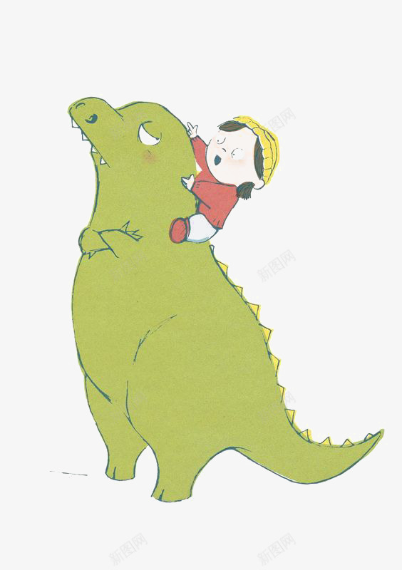 恐龙背上的小孩png免抠素材_新图网 https://ixintu.com 卡通 小女孩 恐龙 手绘 插画 童话绘本 萌