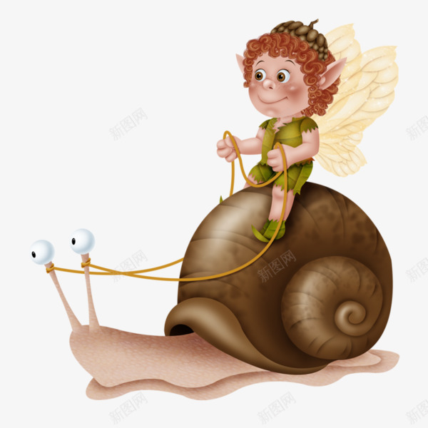 骑蜗牛的小孩png免抠素材_新图网 https://ixintu.com 卡通 孩子 小孩 手绘 爬行 蜗牛