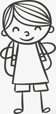 背着书包的手绘小女孩图标图标