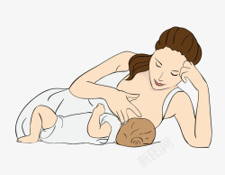 母乳喂养侧躺矢量图素材