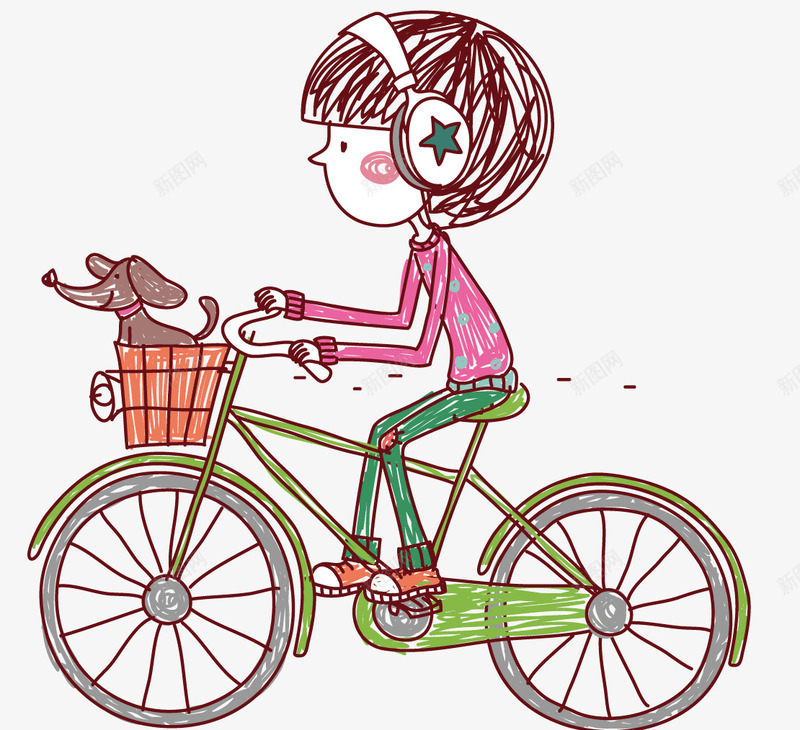 骑单车的小孩png免抠素材_新图网 https://ixintu.com 单车 卡通 宠物 戴着耳暖的小孩 自行车 骑单车的女孩
