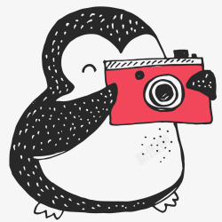 可爱的拍照的小企鹅矢量图素材