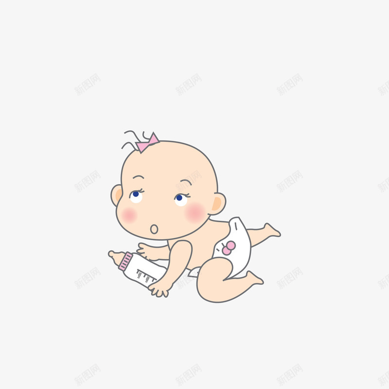 趴着找奶瓶的婴儿png免抠素材_新图网 https://ixintu.com 卡通 婴儿 矢量素材 趴着的小孩