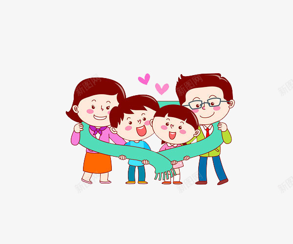 温暖的一家人png免抠素材_新图网 https://ixintu.com 一家人 亲情 卡通手绘 围巾 小孩子 照顾孩子 父母