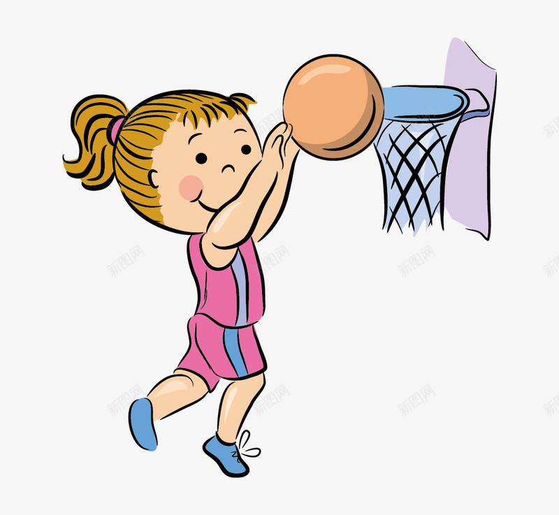 打篮球的小女孩png免抠素材_新图网 https://ixintu.com PNG 小女孩 打篮球 投球